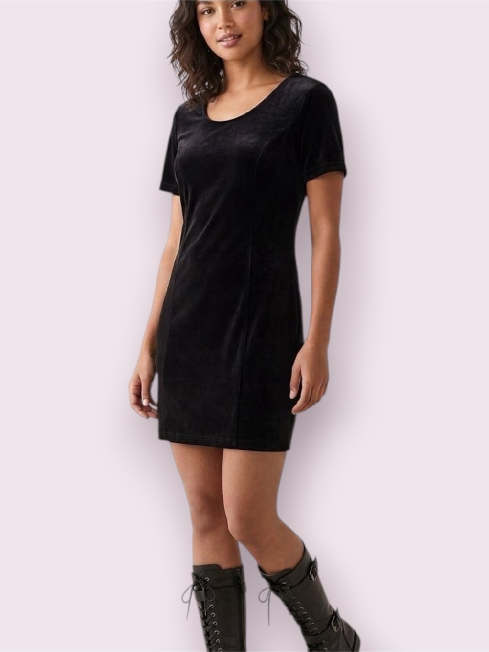 Vintage 90’s Velvet Mini Dress Black Size Large Betsy’s Things
